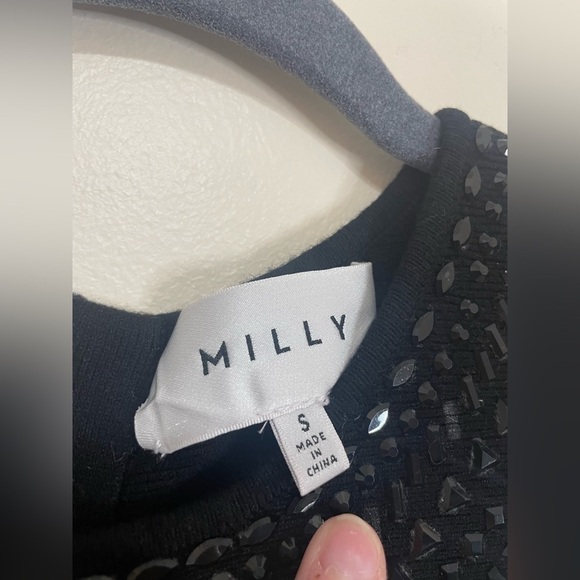 Milly Scoop Neck Sleeveless Jewel Black Mini Dress - Picture 10 of 10
